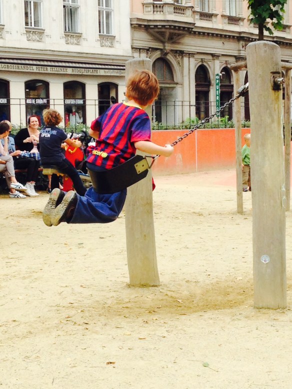 When in doubt, find a playground. This is Martin just hours after we arrived in Vienna. He doesn't speak German, but it took him no time at all to learn the word