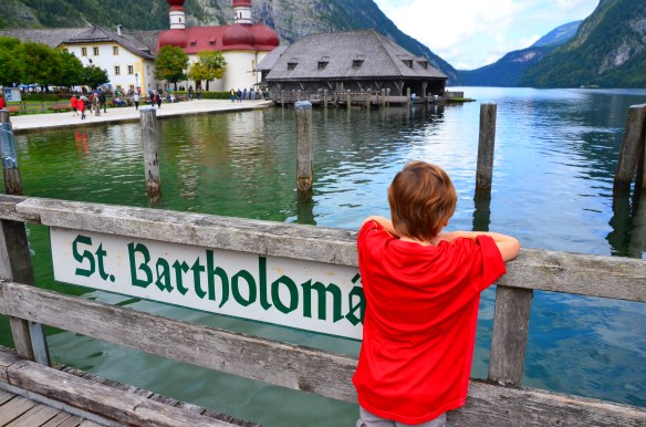 Martin looking over St. Bartholomá church, on the Königsee, Berchtesgadan, Germany, August 2014.