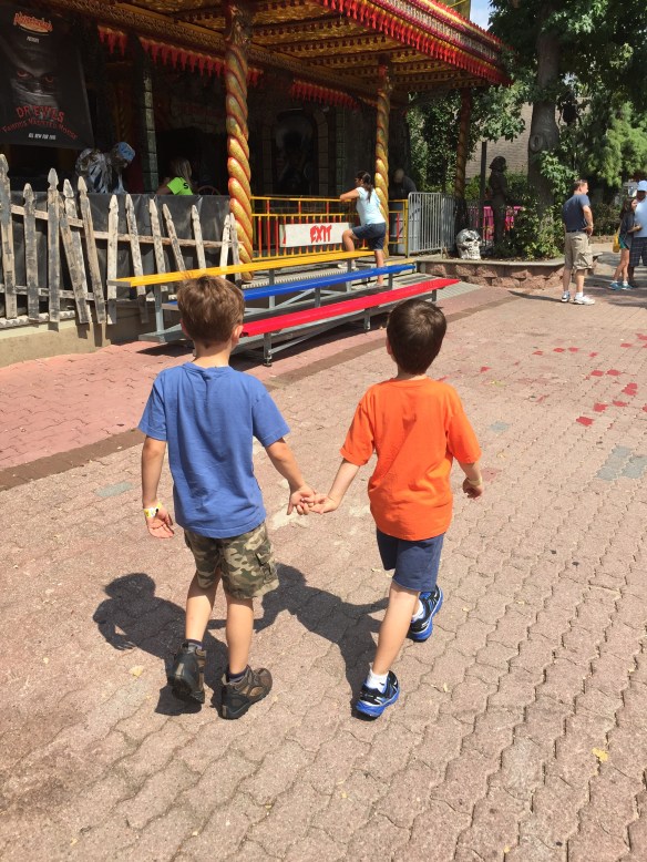Okay, this wasn't taken at any location described in this post. But I couldn't resist! It's Martin and a buddy at an amusement park.